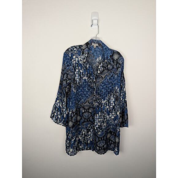 Jaipur womens blouse sz M Pleated in sections VGUC semi sheer Poly see measure - Picture 3 of 10